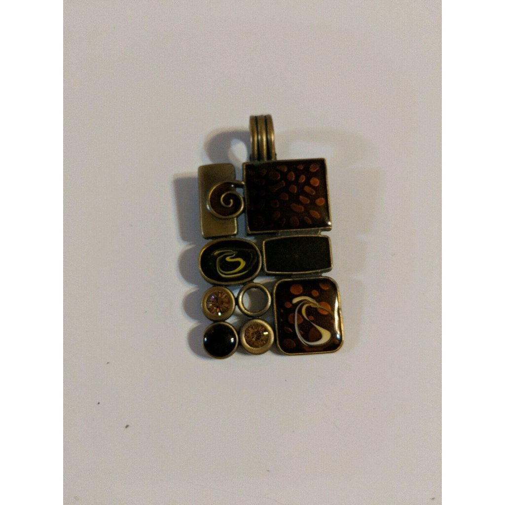 Premier Designs Gallery Pendant Antique Brass Red Rectangle Magnetic 10$
